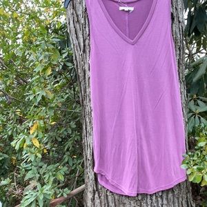 Maurices Purple V-Neck Tank Top Rounded Hem Small S Modal/Polyester Blend